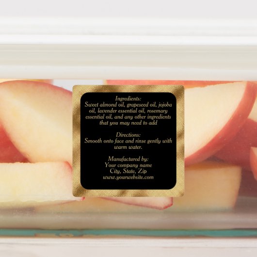 Etikett mit wasserdichten Zutaten - schwarzes gold (Befestigt)