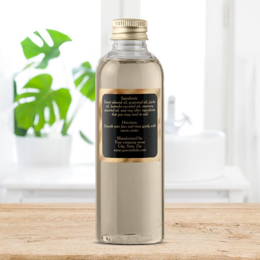 Etikett mit wasserdichten Zutaten - schwarzes gold