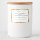 Etikett mit weißem und goldfarbenem, minimalem Was (Vorderseite)