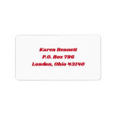 Etikett mit weißer und roter Adresse Adressaufkleber (Vorne)