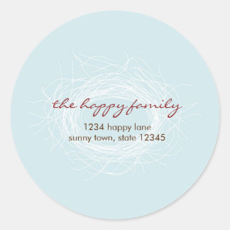 Etikett oder Siegel für die weiße Nestadresse Runder Aufkleber