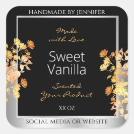 Etikett Orange Silver Quadratischer Aufkleber