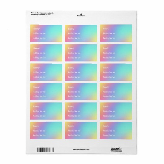 Etikett Pastel Rainbow Gradient Adressaufkleber (Vorne)