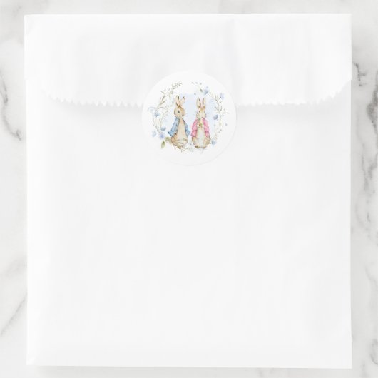 Etikett Peter und Flopsy Runder Aufkleber (Tasche)