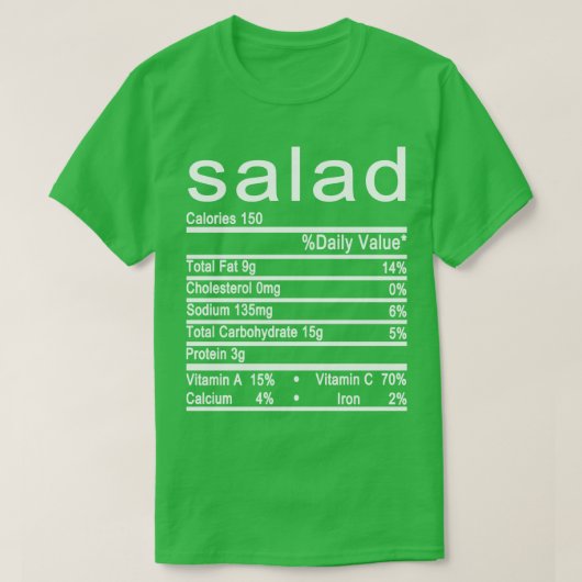 Etikett "Salat Nutrition Facts" T-Shirt (Design vorne)