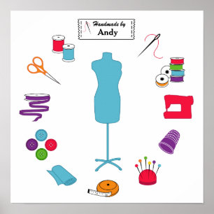 Etikett "Sew Right" anpassen Poster