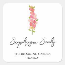 Etikett Snapdragon Seeds Quadratischer Aufkleber