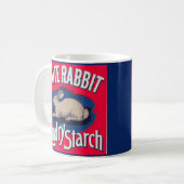 Etikett "White Rabbit Wäsche" Kaffeetasse (Vorderseite Links)