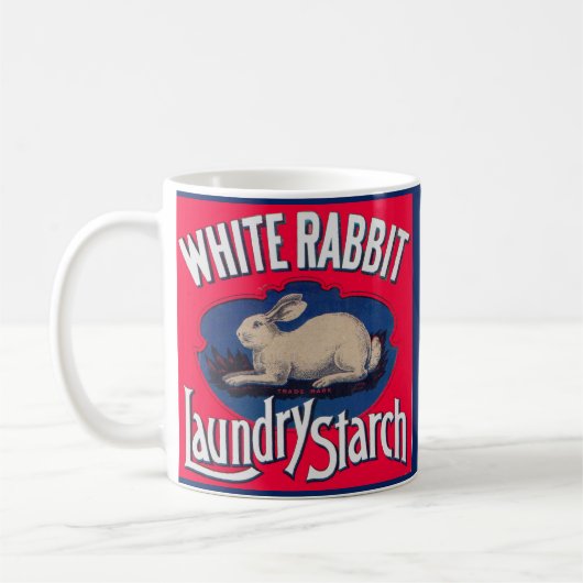 Etikett "White Rabbit Wäsche" Kaffeetasse (Links)