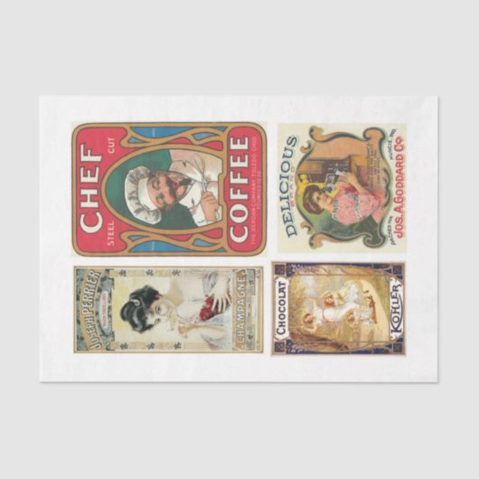 Etiketten 20 10x15 Vintage Lebensmitteldekoupage Seidenpapier (Vorderseite)