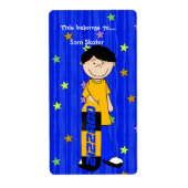 Etiketten Aufkleber Buchzeichen Boy Skateboard (Vorne)