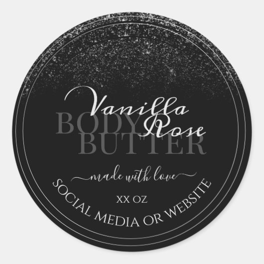 Etiketten für atemberaubende Schwarz- und Silberve Runder Aufkleber (Vorderseite)