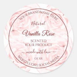 Etiketten für Blumenprodukte hellrosa Rose Runder Aufkleber