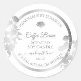 Etiketten für Blumenprodukte weiß und silber farbi Runder Aufkleber