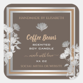 Etiketten für braune florale Produktverpackungen S Quadratischer Aufkleber