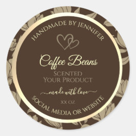 Etiketten für braune und goldene Blumenprodukte mi Runder Aufkleber