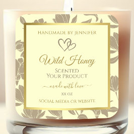 Etiketten für Creme und Gold-Blütenprodukte mit He Quadratischer Aufkleber