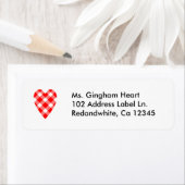 Etiketten für das rote und weiße Gingham-Herz (Insitu)