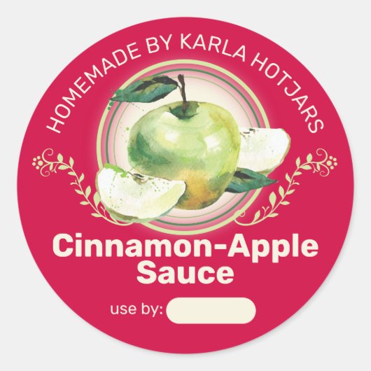Etiketten für die Konservenkonservierung von Apfel Runder Aufkleber (Vorderseite)