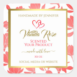 Etiketten für die Verpackung von rosa und goldfarb Quadratischer Aufkleber