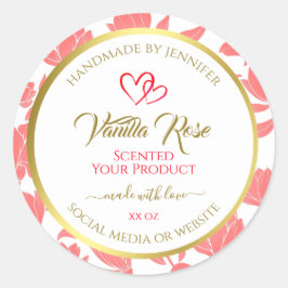 Etiketten für die Verpackung von rosa und goldfarb Runder Aufkleber