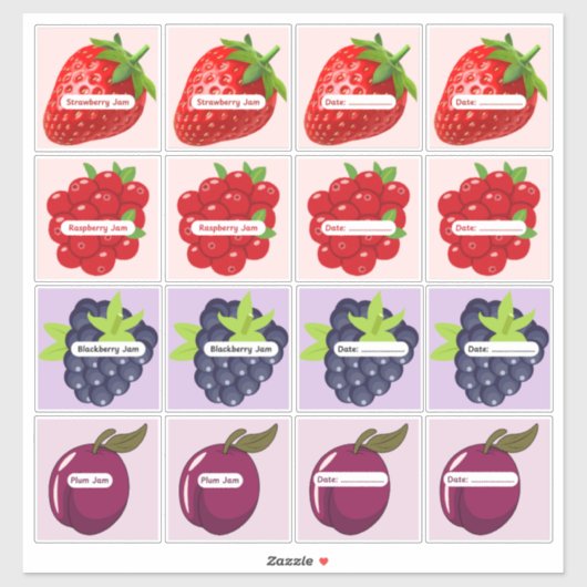 Etiketten für gemischte Fruchtmarmelade, individue (Blatt)