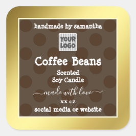 Etiketten für Gold- und Braunprodukte mit Logo Quadratischer Aufkleber