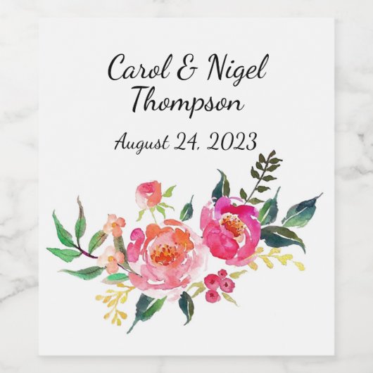 Etiketten für Hochzeitswein oder Getränke (Einzelnes Label)