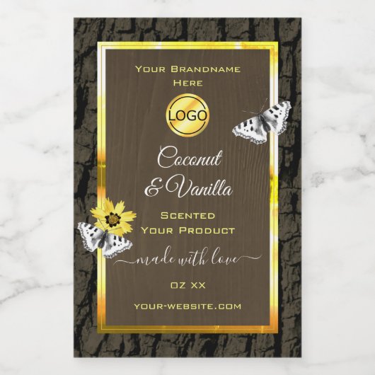 Etiketten für Holzkörner, dunkelbraune Gold-Produk (Einzelnes Label)