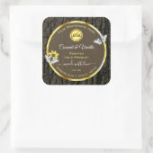 Etiketten für Holzkörner, dunkelbraune Gold-Produk Quadratischer Aufkleber (Tasche)