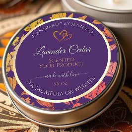 Etiketten für lila florale Produkte mit Herz Runder Aufkleber