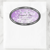 Etiketten für Lila Glitzer von Pastel mit Diamante Ovaler Aufkleber (Tasche)