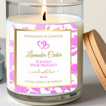 Etiketten für lila und goldfarbene Produkte