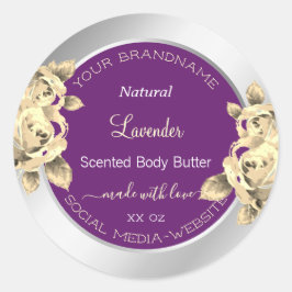 Etiketten für lila und Silberflorprodukte Runder Aufkleber