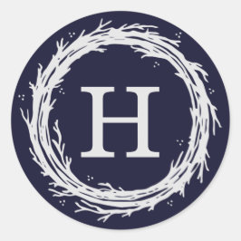 Etiketten für Monogramm-Wreath-Holiday-Aufkleber Runder Aufkleber