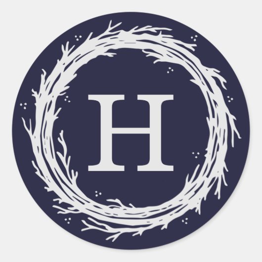 Etiketten für Monogramm-Wreath-Holiday-Aufkleber Runder Aufkleber (Vorderseite)