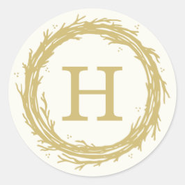 Etiketten für Monogramm-Wreath-Holiday-Aufkleber Runder Aufkleber