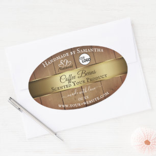 Etiketten für Naturholzkörner Gold-Decoder-Logo Ovaler Aufkleber