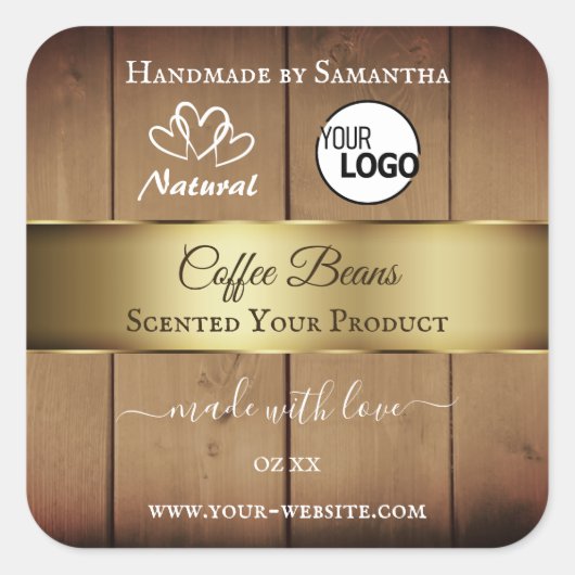 Etiketten für Naturholzkörner Gold-Decoder-Logo Quadratischer Aufkleber (Vorderseite)