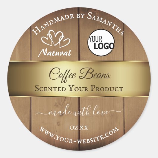 Etiketten für Naturholzkörner Gold-Decoder-Logo Runder Aufkleber (Vorderseite)