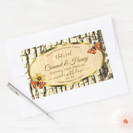 Etiketten für natürliche Braunholz-Körner-Baumrind Rechteckiger Aufkleber