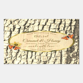 Etiketten für natürliche Braunholz-Körner-Baumrind Rechteckiger Aufkleber