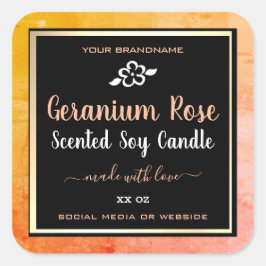 Etiketten für niedliche Produktverpackungen Orange Quadratischer Aufkleber