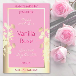 Etiketten für niedliche, rosa und goldfarbene Blum