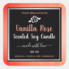 Etiketten für niedliche Rose, rosa und schwarze Pr Quadratischer Aufkleber