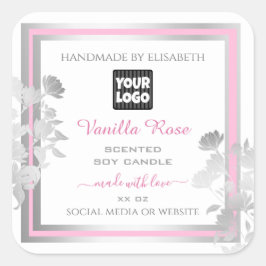 Etiketten für Produktverpackungen mit weißem Logo Quadratischer Aufkleber