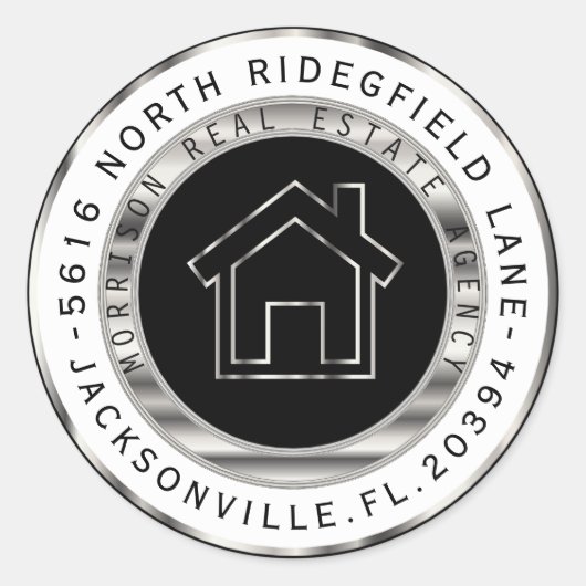 Etiketten für Schwarz- und Silbermetall Runder Aufkleber (Vorderseite)