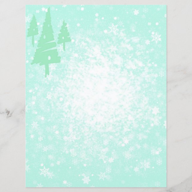 Etiketten für Snow Scene & Trees Stationery (Vorderseite)