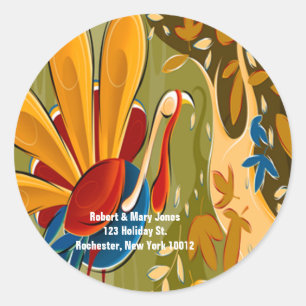 Etiketten für Truthahn zum Erntedankfest Runder Aufkleber