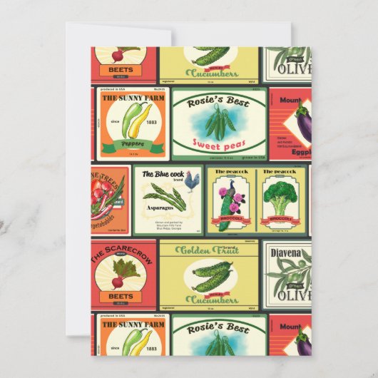 Etiketten für Vintage Konserven von Gemüse (Vorderseite)